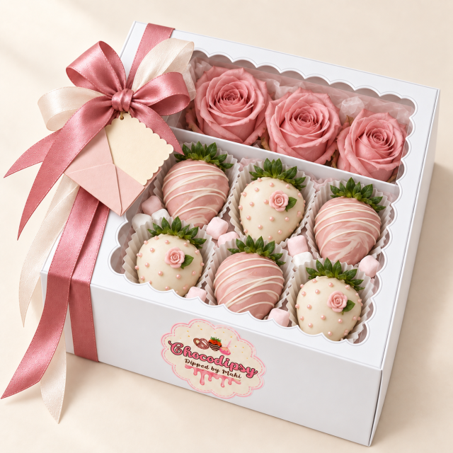 Blush Rose Strawberry Gift Box
